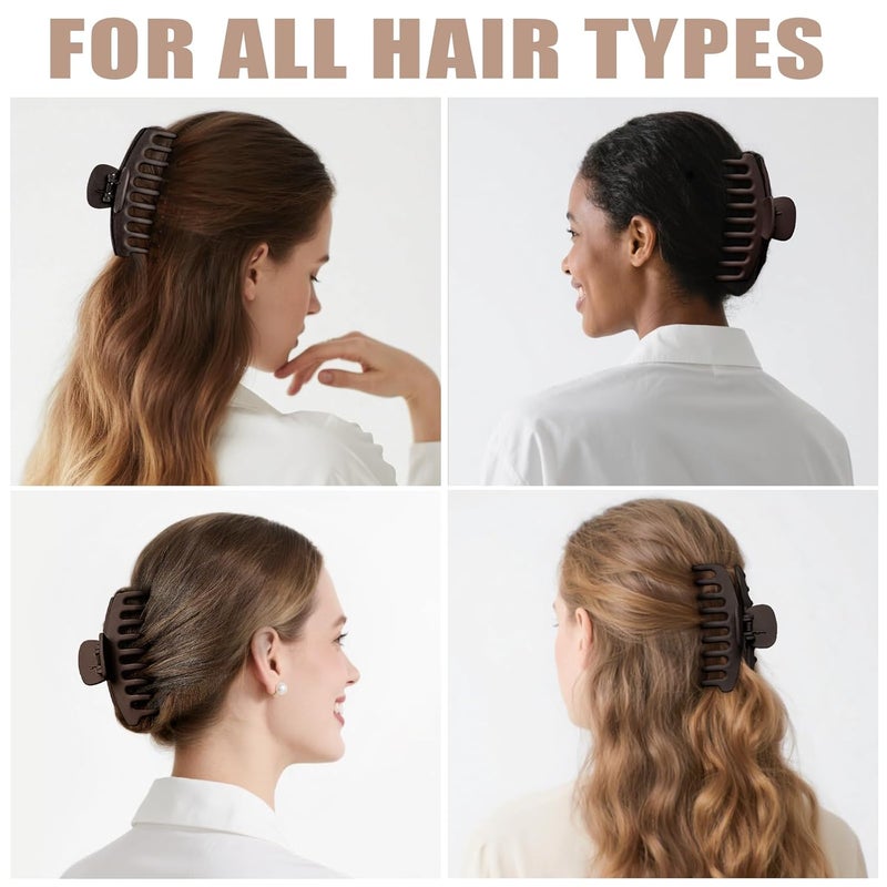 TOCESS Hair Claw Clips for Women - 8PK Large Neutral Matte Jumbo Hair Clips for Thick, Thin, Long, Short, Curly Hair Girls, Big Jaw Clip Set for Daily Use(Mocha Brown) - Image 5
